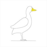 A duck Continuous single line drawing vector illustration. Continuous outline of Animal bird icon.