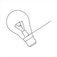 Light bulb continuous single line drawing. line art vector illustration