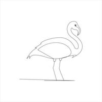 heron bird Single continuous line drawing Stork bird in flight black linear sketch isolated on white background. Vector illustration