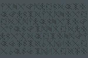 illustration line of the Rune character pattern on dark grey background. vector