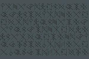 illustration line of the Rune character pattern on dark grey background. vector