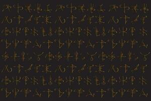 Illustration gradient line of the ancient letters on black background. vector
