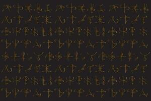 Illustration gradient line of the ancient letters on black background. vector