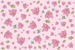 Illustration of the pink flower with leaves on soft pink background. vector