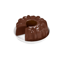 Illustration of chocolate pudding that has been slightly cut png