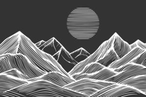 minimalista moderno línea Arte impresión. resumen montaña contemporáneo estético antecedentes paisaje. vector