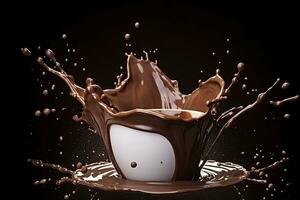 AI generated splash of chocolate or Cocoa. Generative AI photo