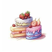 AI generated Set of Cake piece illustration on white background. AI Generated photo