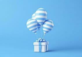 AI generated Balloons with gift box. AI Generated photo