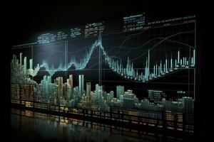 ai generado digitalmente generado moneda y intercambiar valores gráfico para Finanzas y economía establecido computadora software y codificación mostrar. ai generado foto