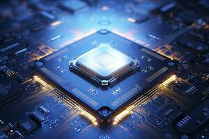 AI generated Futuristic central processor unit. Powerful Quantum CPU motherboard. AI Generated photo