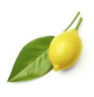 AI generated Lemon with leaf isolated on white background. AI Generated photo