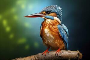 AI generated Kingfisher sitting on the tree branch. AI Generated photo