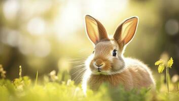 AI generated Easter Bunny with beautiful Spring Nature. AI Generated photo