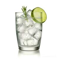 AI generated Gin tonic glass of water with ice isolated on white background. AI Generated photo
