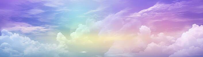 AI generated Rainbow sky with fluffy clouds. Multicolored toned sky. AI Generated. photo