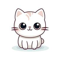 AI generated Cute Kawaii cat clipart icon white background. AI Generated photo