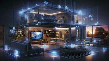 AI generated A Glimpse into the Connected Smart Home of Tomorrow. AI Generated photo