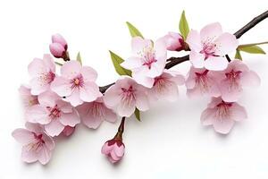 AI generated Sakura flowers isolated on white background. AI Generated photo