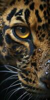 AI generated Leopard macro photography. AI Generated photo