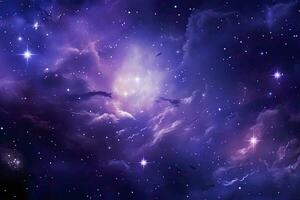 AI generated Purple Galaxy space stars in Outer Space. AI Generated photo