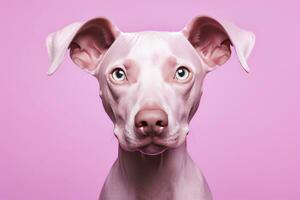 AI generated Pink colored dog on Pink Background. AI Generated photo