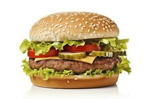 AI generated Hamburger isolated on white background. AI Generated photo