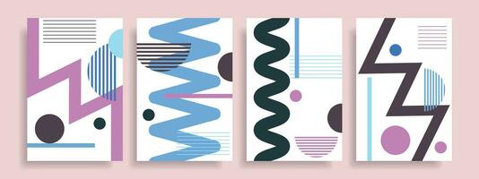 Abstract paintings. Set of wallpapers in geometry style. Minimalistic covers. Geometric shapes, backgrounds, fashionable patterns. vector