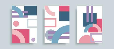 A set of compositions with geometric patterns. Posters, covers, booklets in a modern abstract style. vector