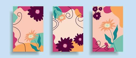 Abstract background with flowers. Abstract cover with botanical plants. vector