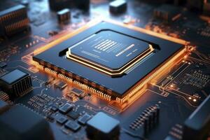 AI generated Futuristic central processor unit. Powerful Quantum CPU motherboard. AI Generated photo