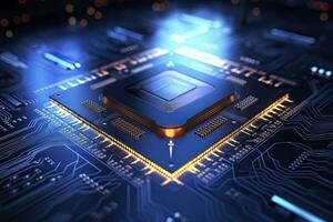 AI generated Futuristic central processor unit. Powerful Quantum CPU motherboard. AI Generated photo