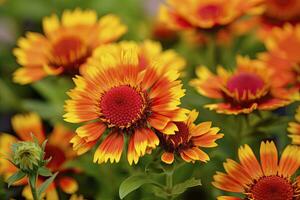 ai generado gaillardia o cobija flor. brillante y vistoso sombras de calentar tonos ai generado foto