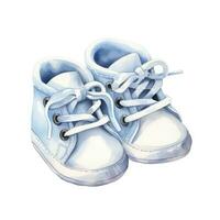 AI generated Watercolor newborn small shoes isolated white background. AI Generated photo