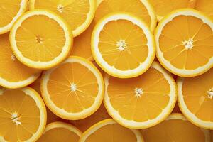 AI generated Orange fruit slices citrus arrangement full frame background. AI Generated photo