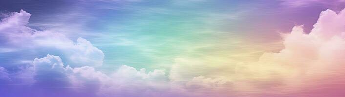 AI generated Rainbow sky with fluffy clouds. Multicolored toned sky. AI Generated. photo