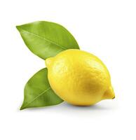 AI generated Lemon with leaf isolated on white background. AI Generated photo