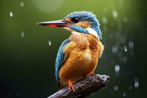 AI generated Kingfisher sitting on the tree branch. AI Generated photo