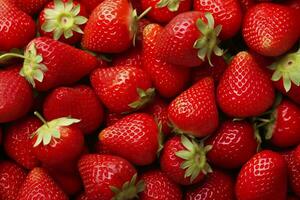 AI generated Texture of fresh strawberries as background. Generative AI photo