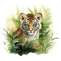 AI generated Watercolor Tiger for kids. AI Generated photo