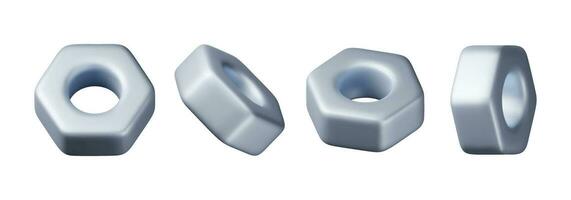 3d maleficio nueces tornillo conjunto aislado en blanco vector