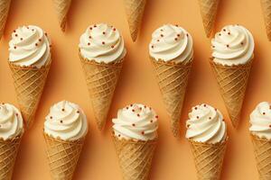 AI generated Incorporate a variety of waffle cones with different ice cream flavors. AI Generated photo