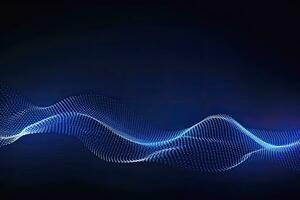 AI generated Dynamic blue particle wave. Abstract sound visualization. Digital structure of the wave flow of luminous particles. AI Generated. photo