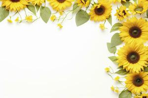 AI generated Sunflower Background with copy shape. AI Generated photo