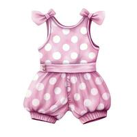 AI generated Pink baby girl romper in watercolors on a white background. AI Generated photo
