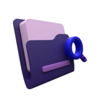 unique 3d rendering search folder icon simple.Realistic vector illustration. png