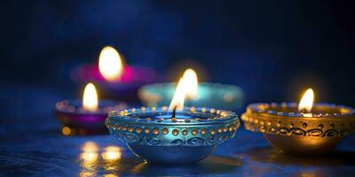 AI generated Happy Diwali. Diya oil lamps were lit during the celebration. AI Generated photo