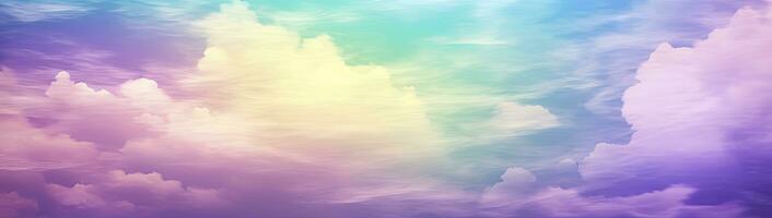 AI generated Rainbow sky with fluffy clouds. Multicolored toned sky. AI Generated. photo