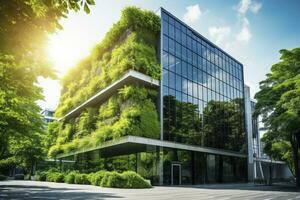 AI generated Office building with green environment. AI Generated photo