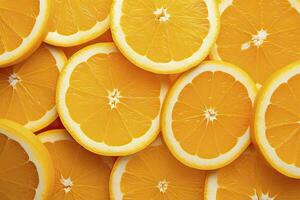 AI generated Orange fruit slices citrus arrangement full frame background. AI Generated photo